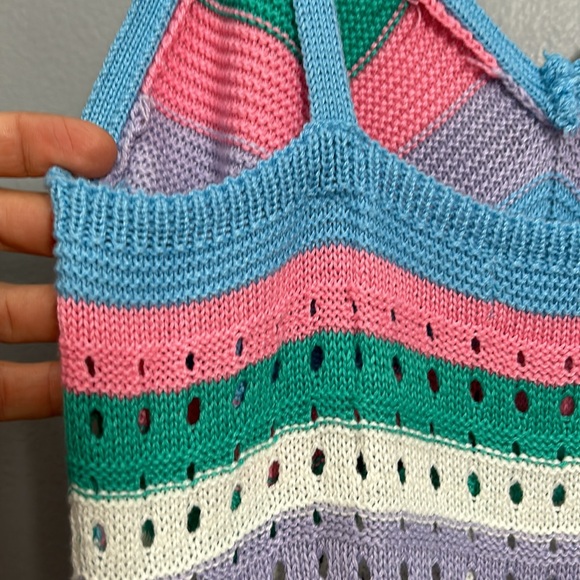 Colorful v-neck Crochet Chevron knit Dress Size small - Picture 15 of 16